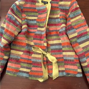 Sharon Endick Multicolor Striped Blazer with Tie
